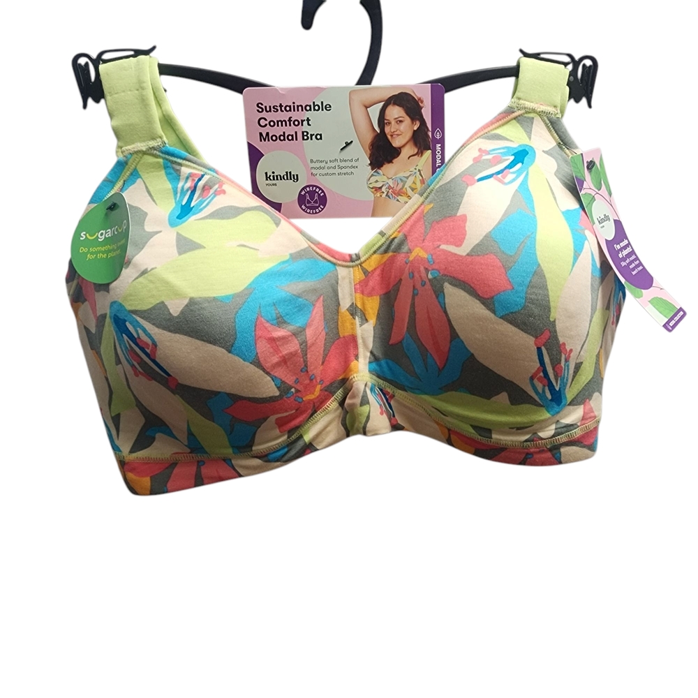 Vibrant Floral Comfort Bra with Tropical Prints